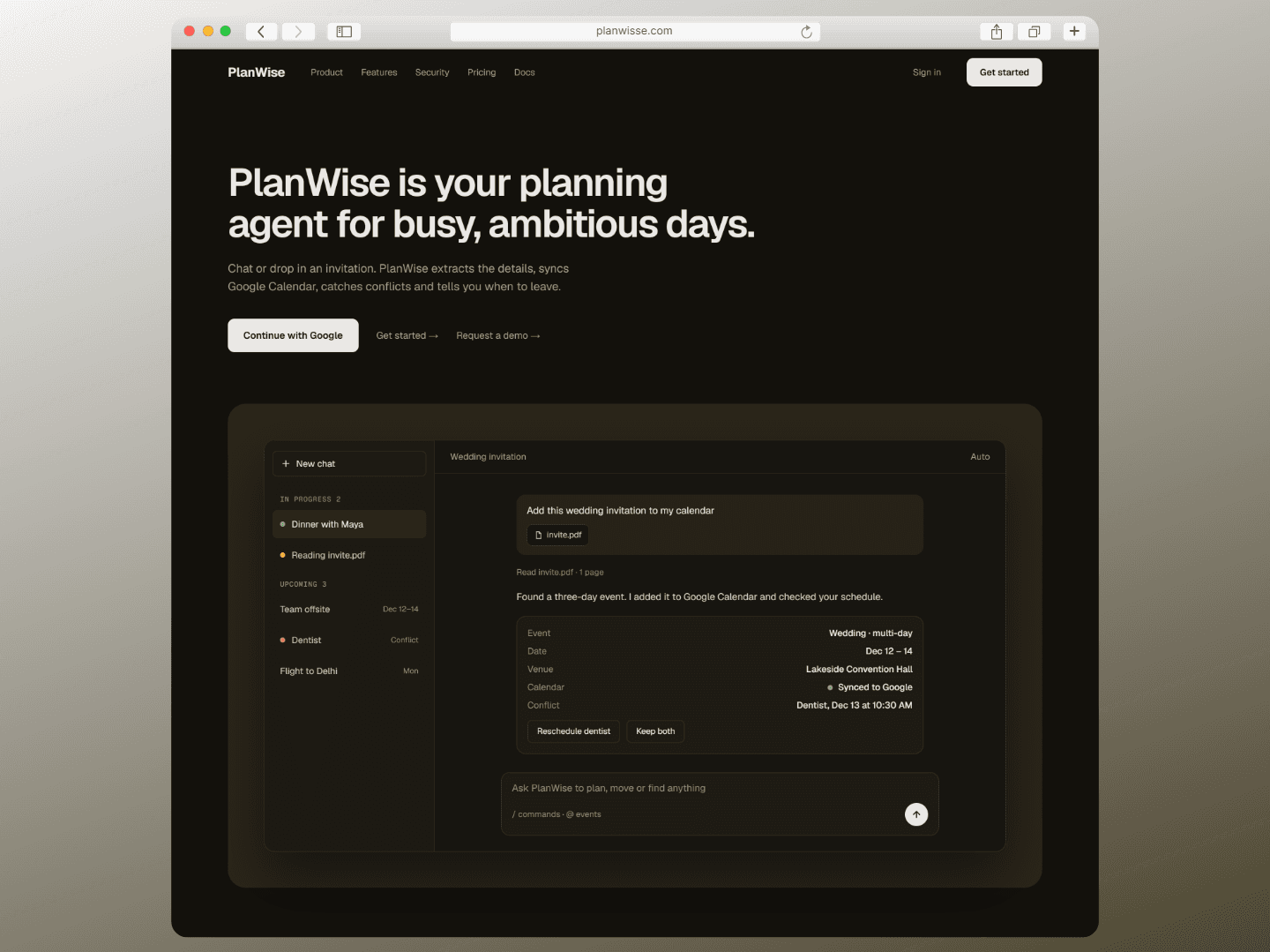 PlanWise: AI Calendar & Task Manager project screenshot