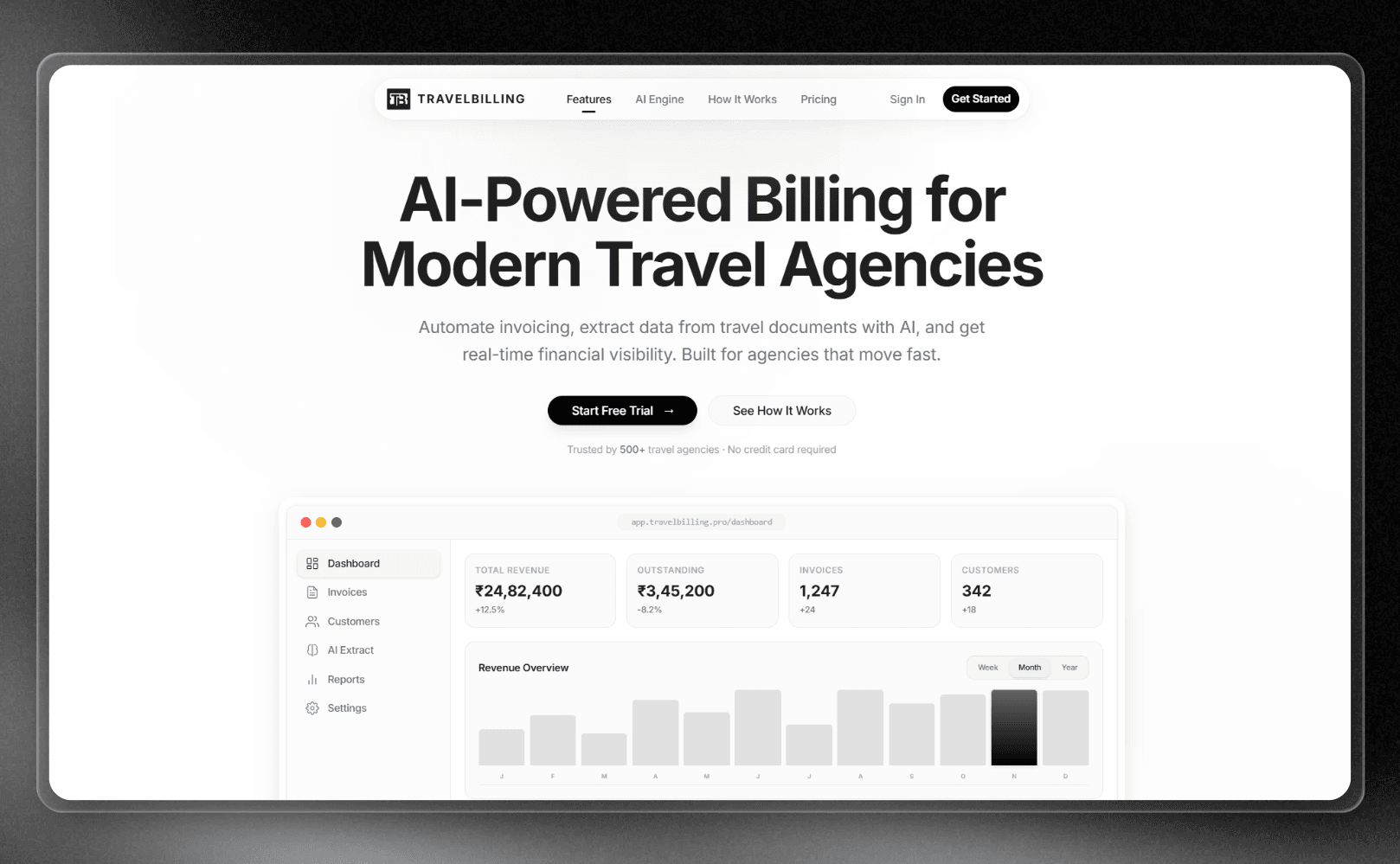 TravelBilling: Full-Stack Billing Platform project screenshot