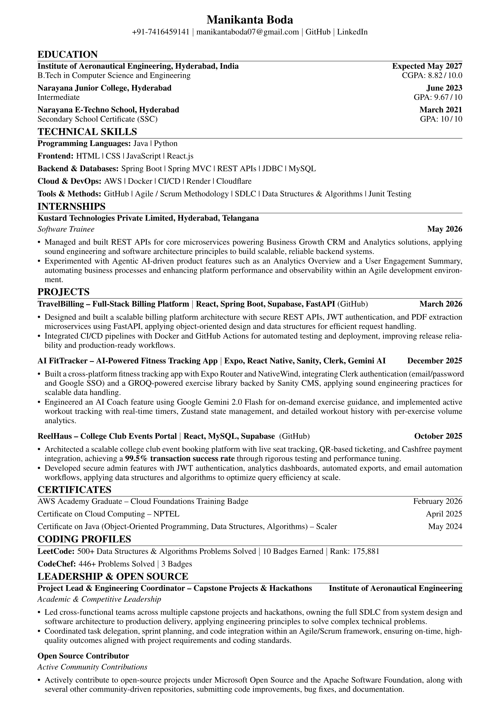 Preview of Manikanta Boda's resume
